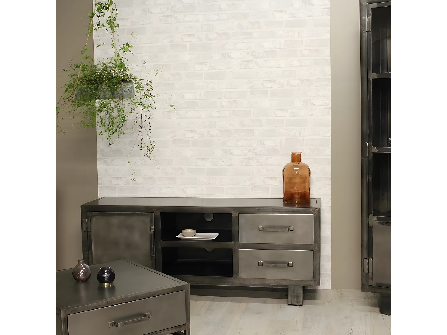 Meuble TV métal noir Jodhpur 150 cm