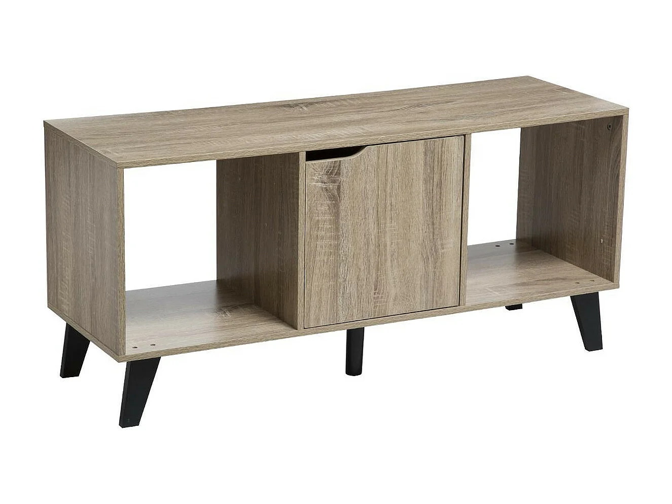 Meuble TV "1 Porte & 2 Niches" 100cm Naturel