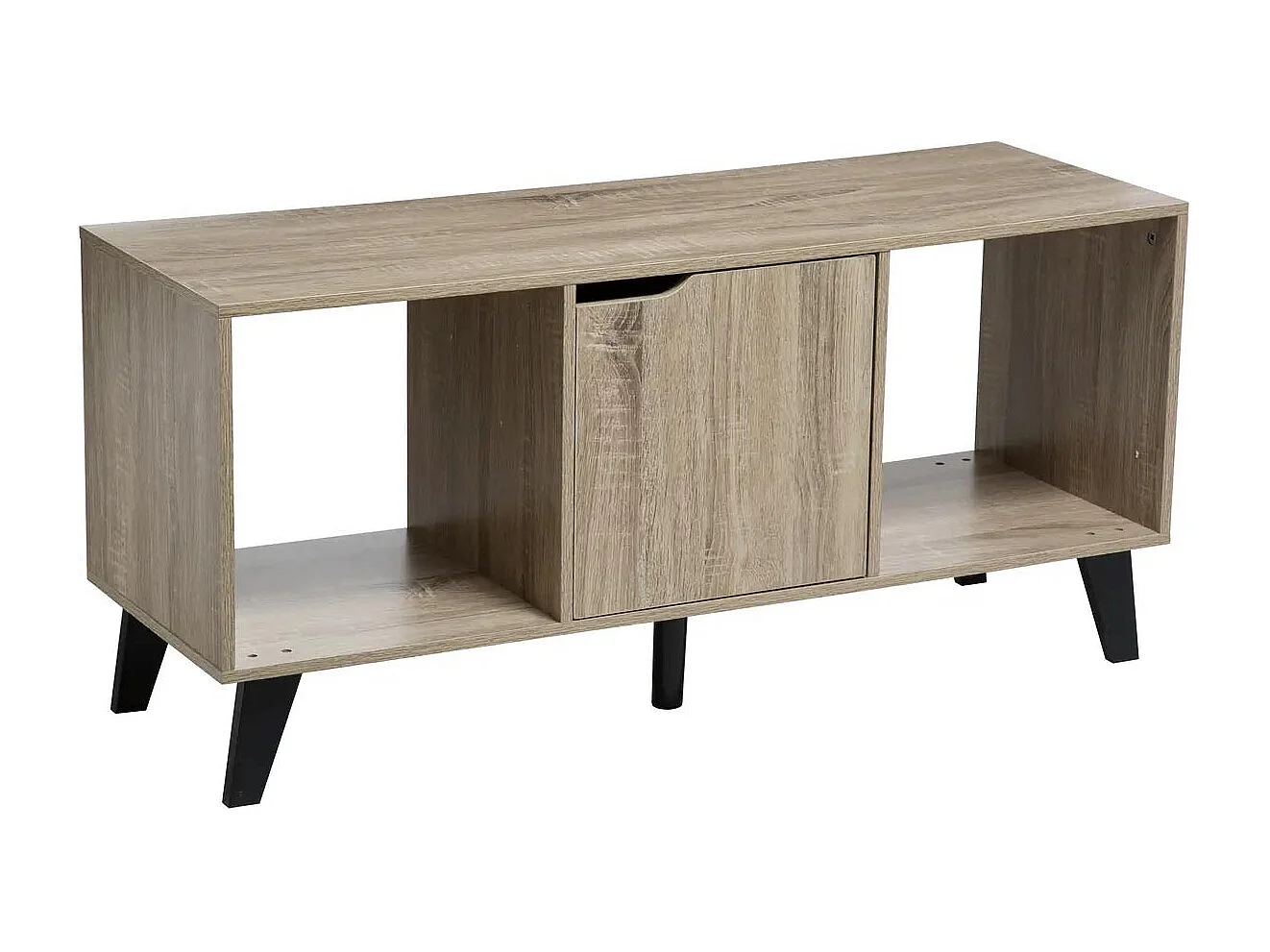 Meuble TV "1 Porte & 2 Niches" 100cm Naturel