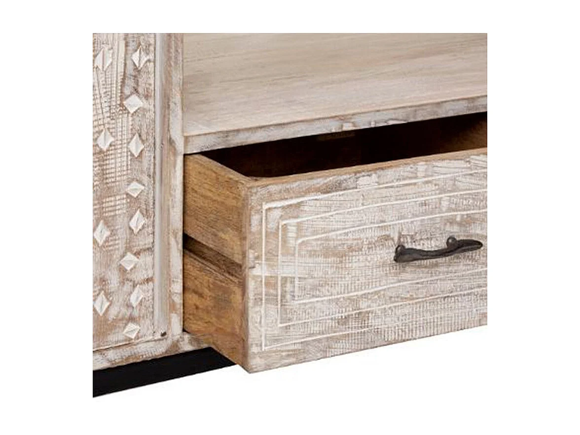 Meuble TV 2 Portes & 2 Tiroirs "Ajay" 140cm Beige