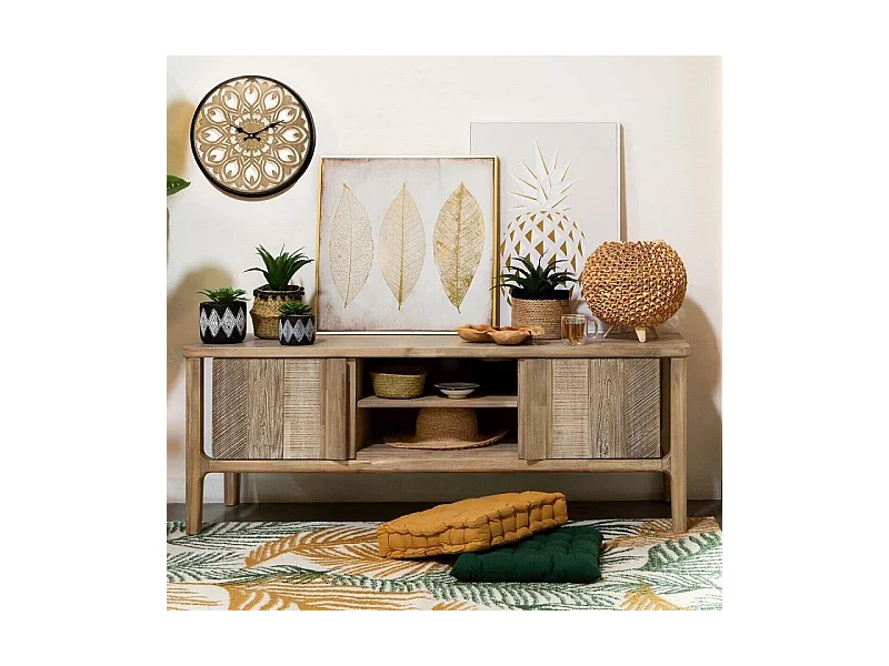 Meuble TV 2 Portes en Bois "Banila" 150cm Naturel