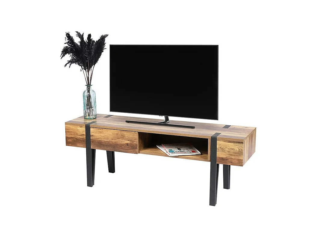 Meuble TV avec tiroir bois et métal Brams
