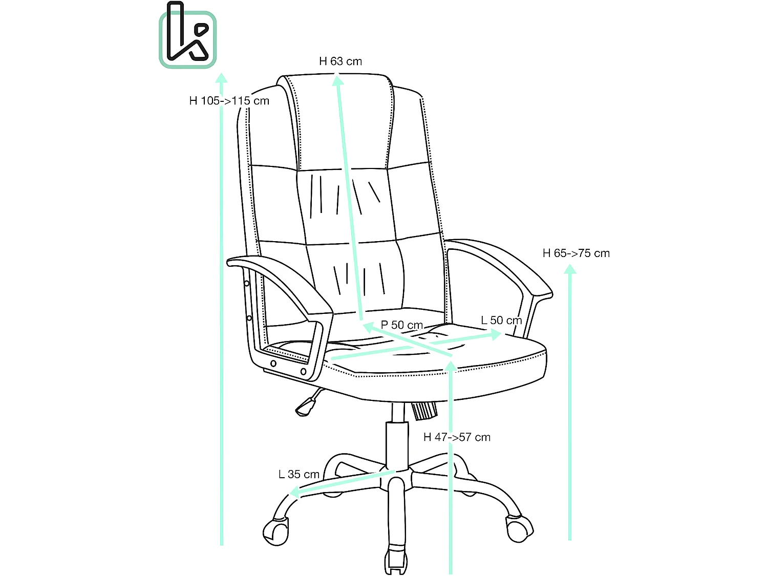 Fauteuil de bureau simili cuir basculant à accoudoir LOOP