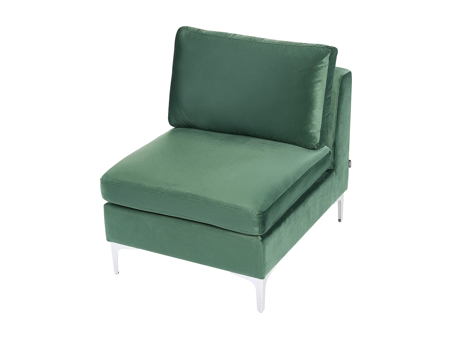 Mittelstück aus Samtstoff Grün mit Rückenlehne Metallgestell Glamour Evja