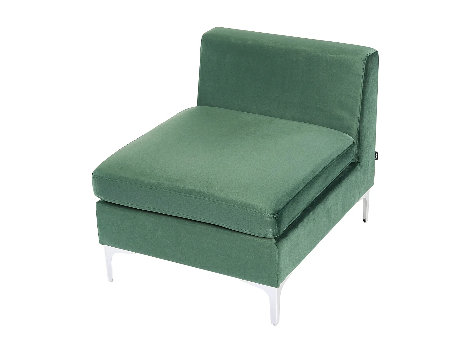 Mittelstück aus Samtstoff Grün mit Rückenlehne Metallgestell Glamour Evja