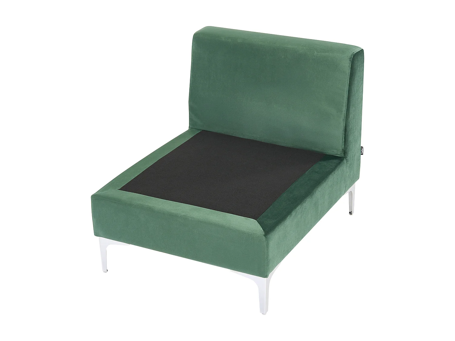 Mittelstück aus Samtstoff Grün mit Rückenlehne Metallgestell Glamour Evja