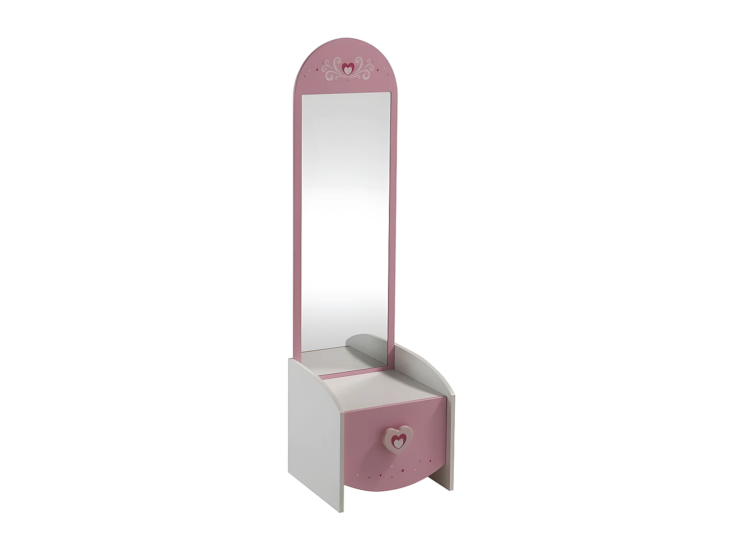 Commode enfant coiffeuse Anastasia blanche et rose
