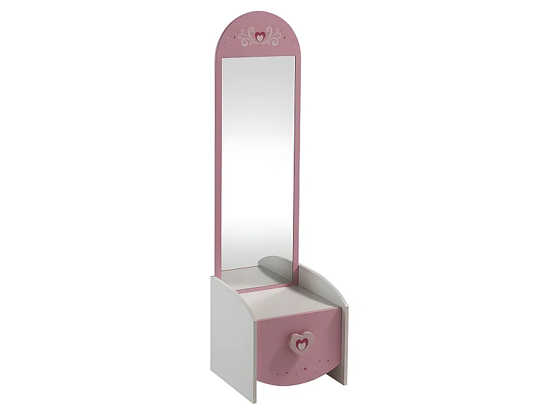 Commode enfant coiffeuse Anastasia blanche et rose