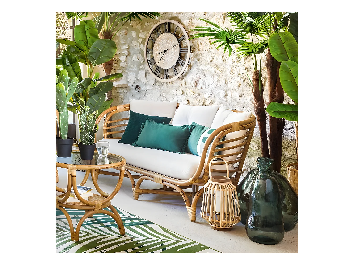 Canapé 2 Places en Rotin "Farah" 143cm Naturel