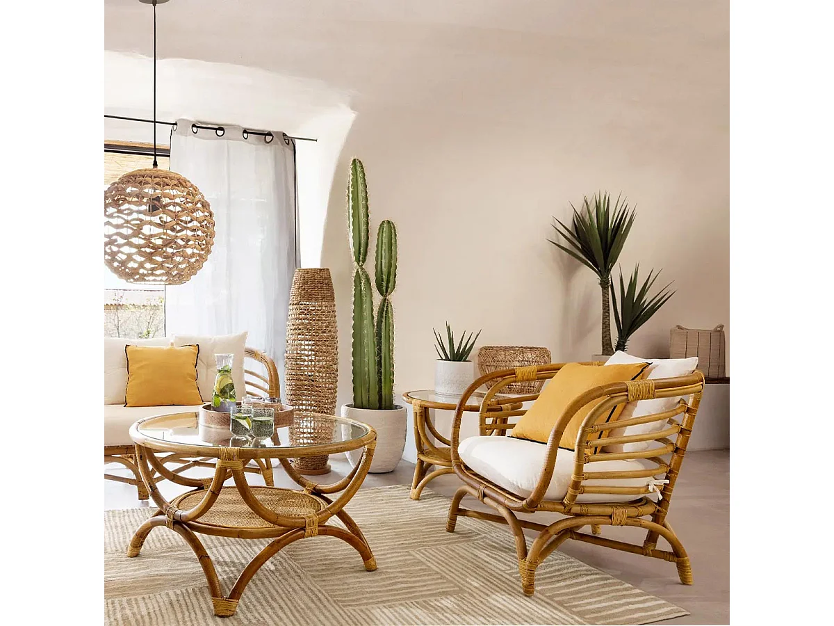 Canapé 2 Places en Rotin "Farah" 143cm Naturel