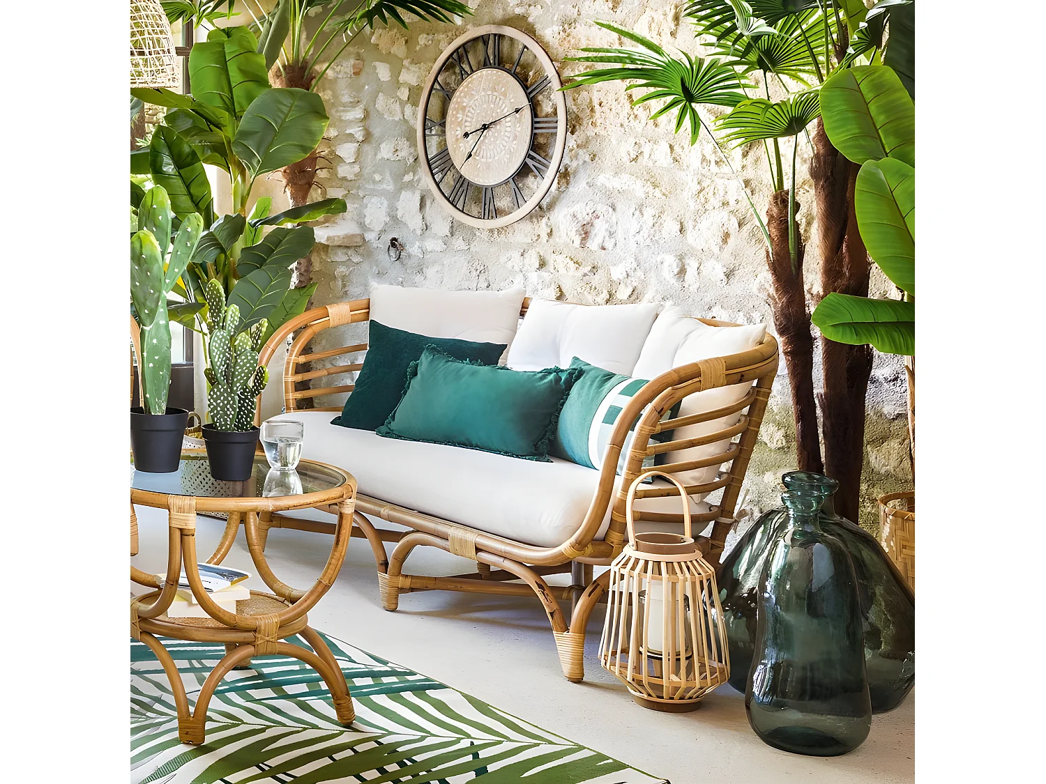 Canapé 2 Places en Rotin "Farah" 143cm Naturel