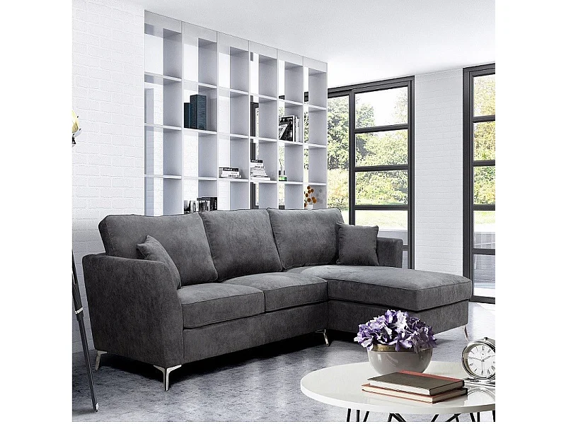 Canapé Bonita angle droit gris - Gris
