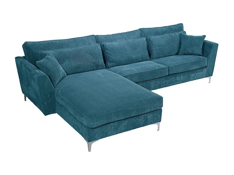 Canapé angle gauche Isla velours côtelé bleu