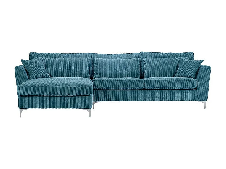 Canapé angle gauche Isla velours côtelé bleu