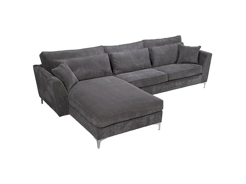 Canapé angle gauche Isla velours côtelé gris