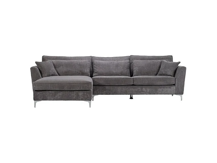 Canapé angle gauche Isla velours côtelé gris