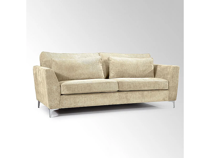 Canapé 3 places Isla velours côtelé beige