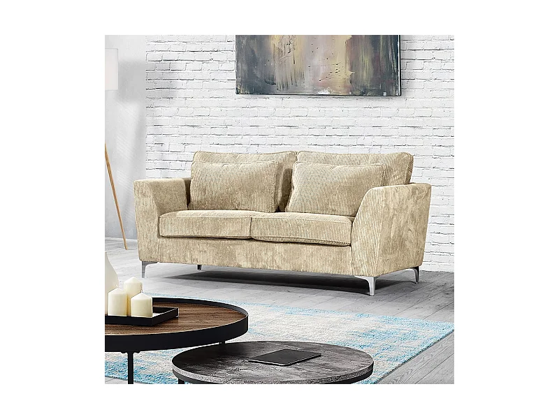 Canapé 2 places Isla velours côtelé beige