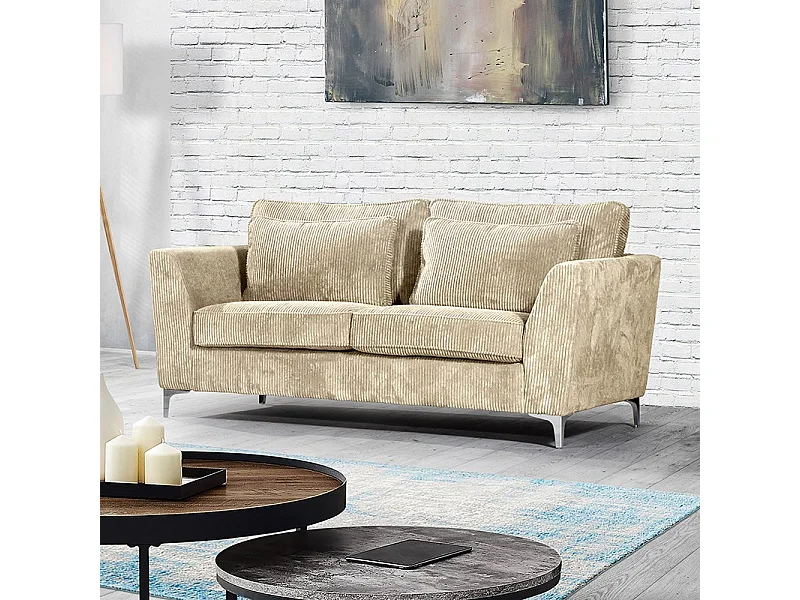 Canapé 2 places Isla velours côtelé beige