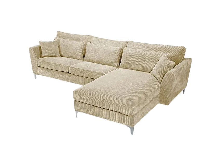 Canapé angle droit velours côtelé beige Isla