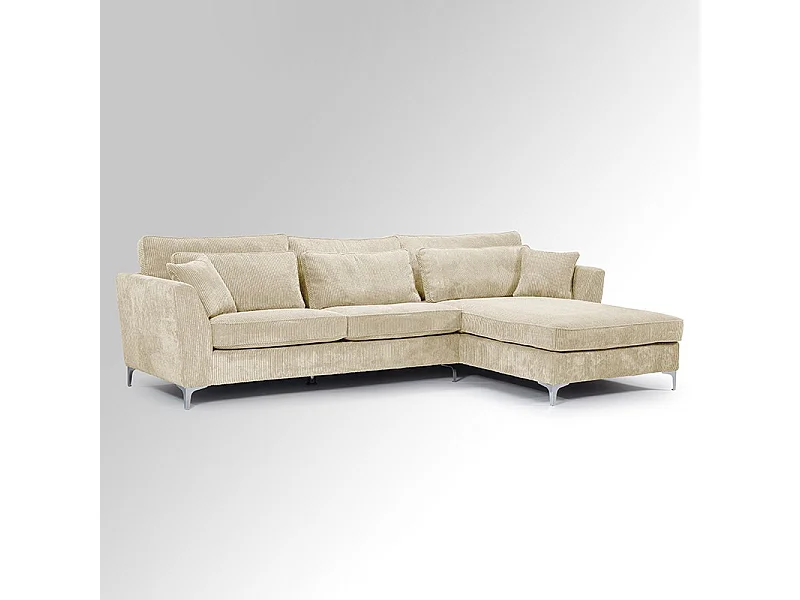 Canapé angle droit velours côtelé beige Isla