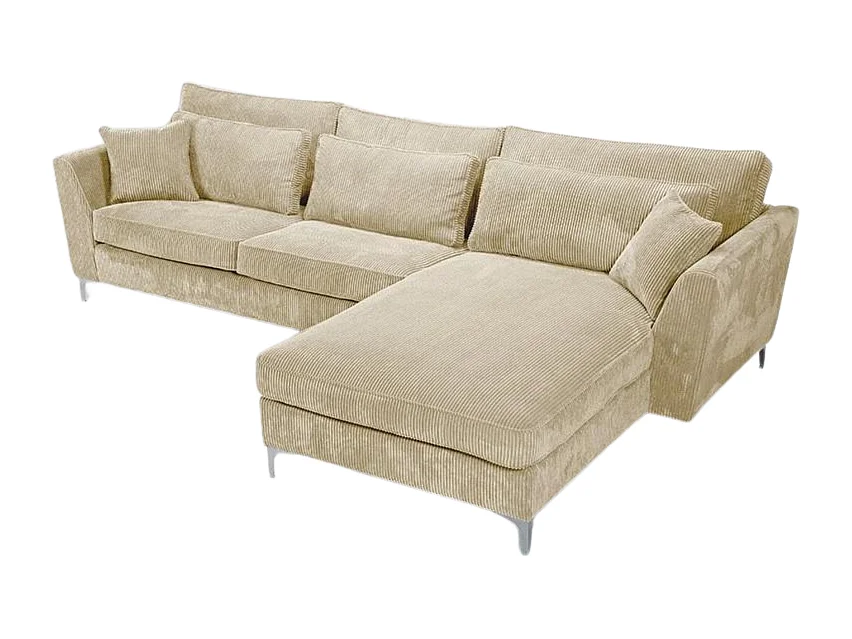 Canapé angle droit velours côtelé beige Isla