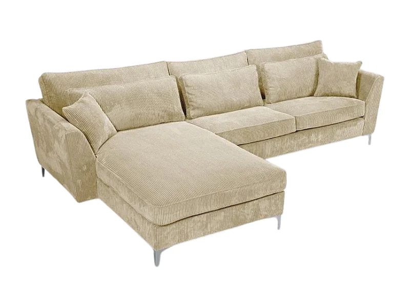 Canapé angle gauche velours côtelé beige Isla