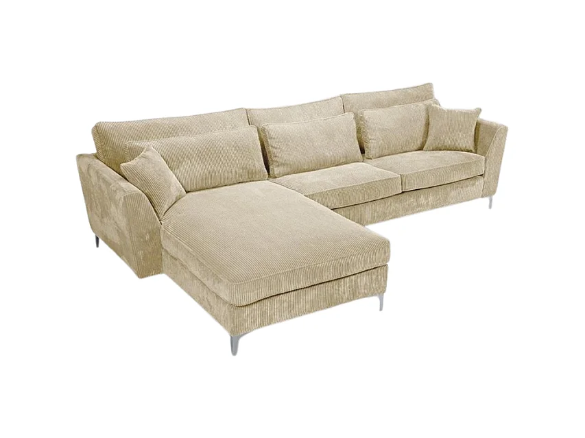 Canapé angle gauche velours côtelé beige Isla