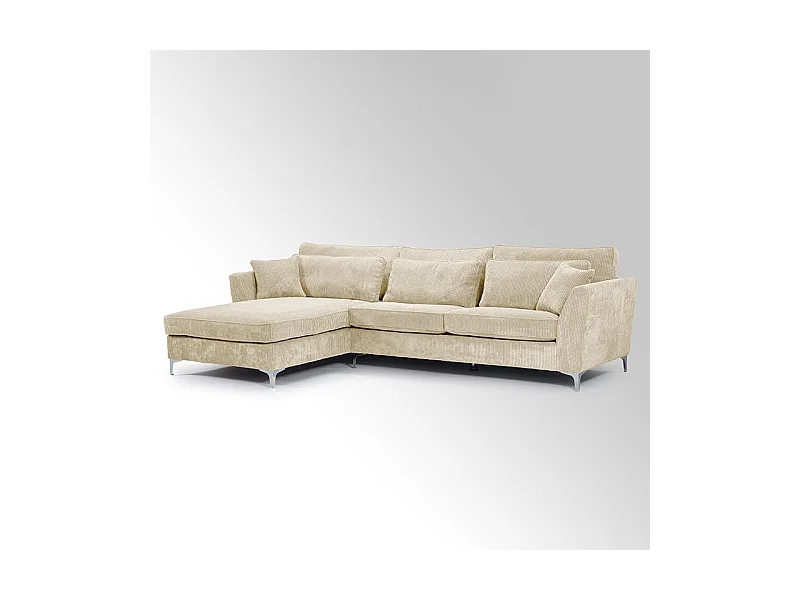 Canapé angle gauche velours côtelé beige Isla