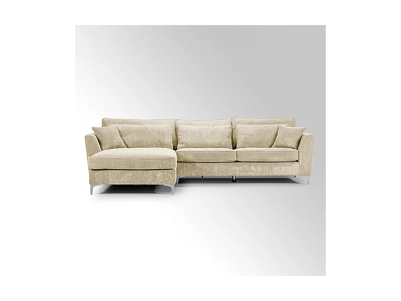 Canapé angle gauche velours côtelé beige Isla