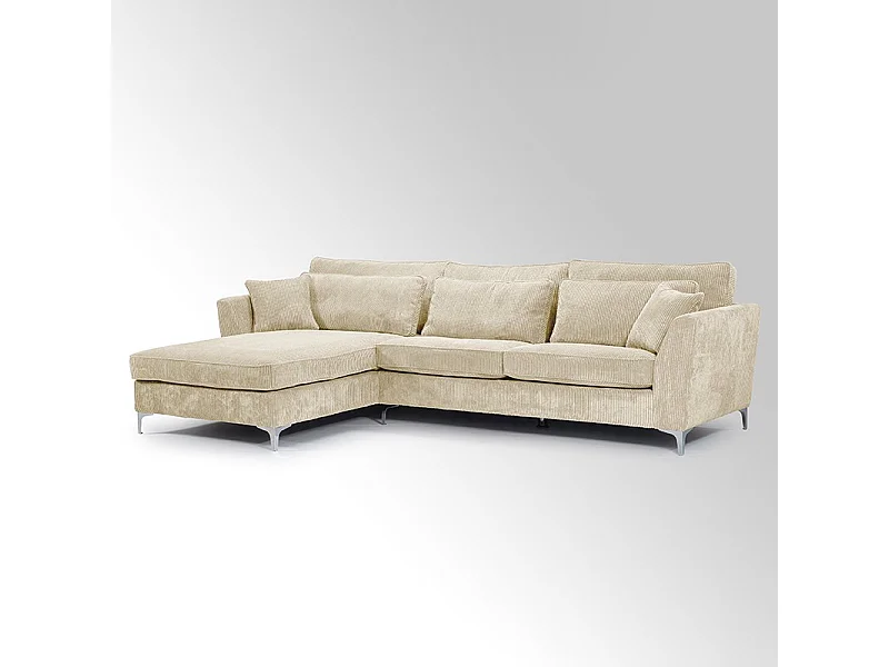 Canapé angle gauche velours côtelé beige Isla