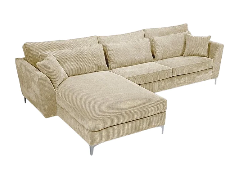 Canapé angle gauche velours côtelé beige Isla