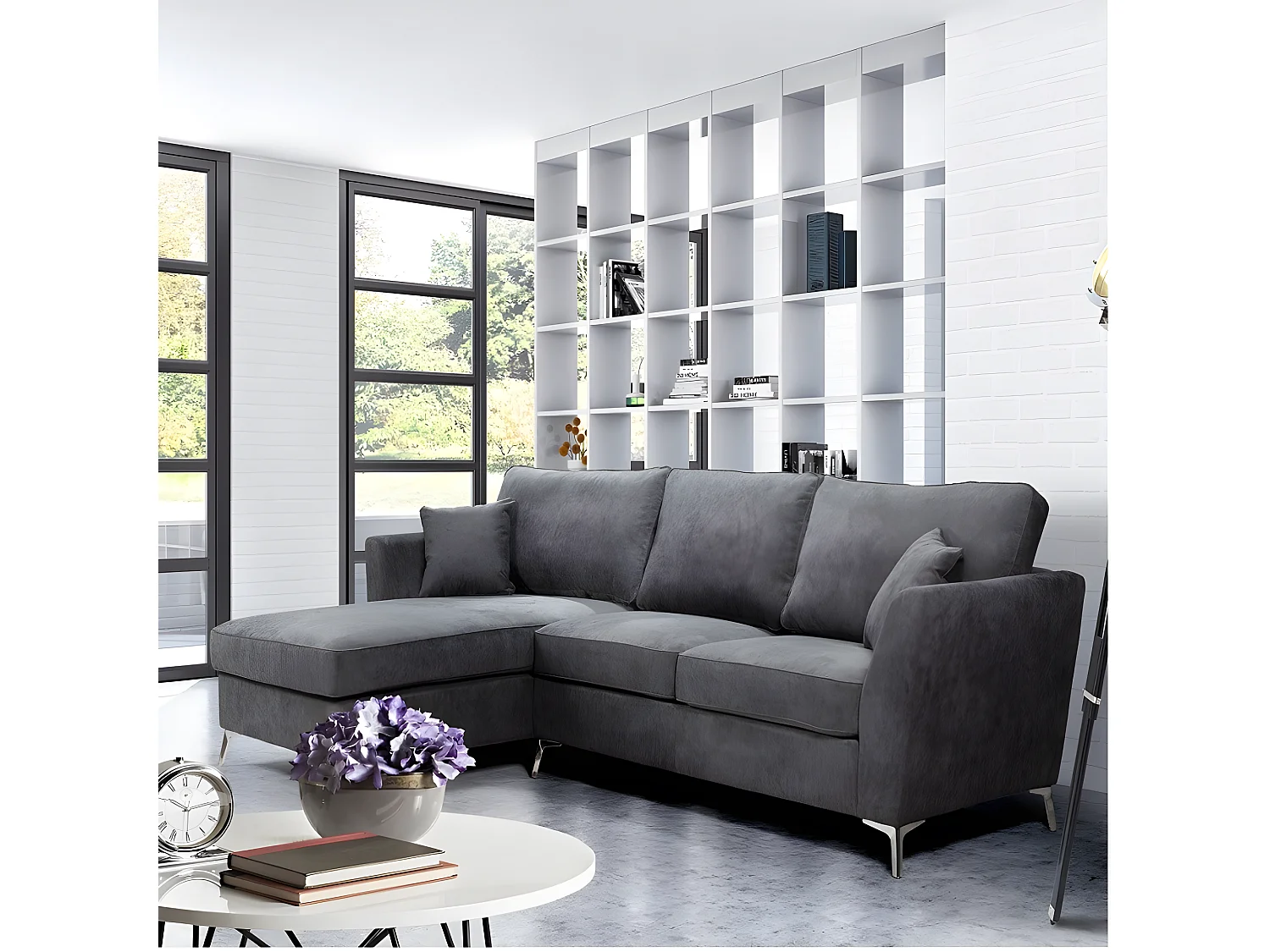 Canapé Bonita angle gauche gris - Gris