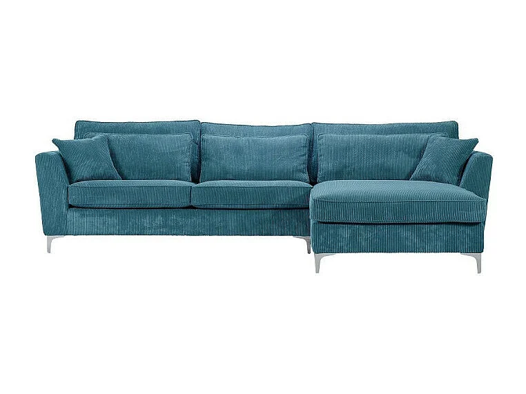 Canapé angle droit Isla velours côtelé bleu