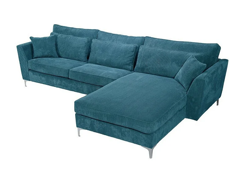 Canapé angle droit Isla velours côtelé bleu