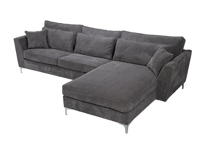 Canapé angle droit Isla velours côtelé gris