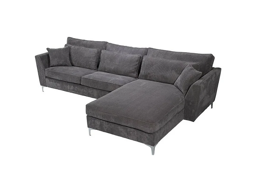 Canapé angle droit Isla velours côtelé gris