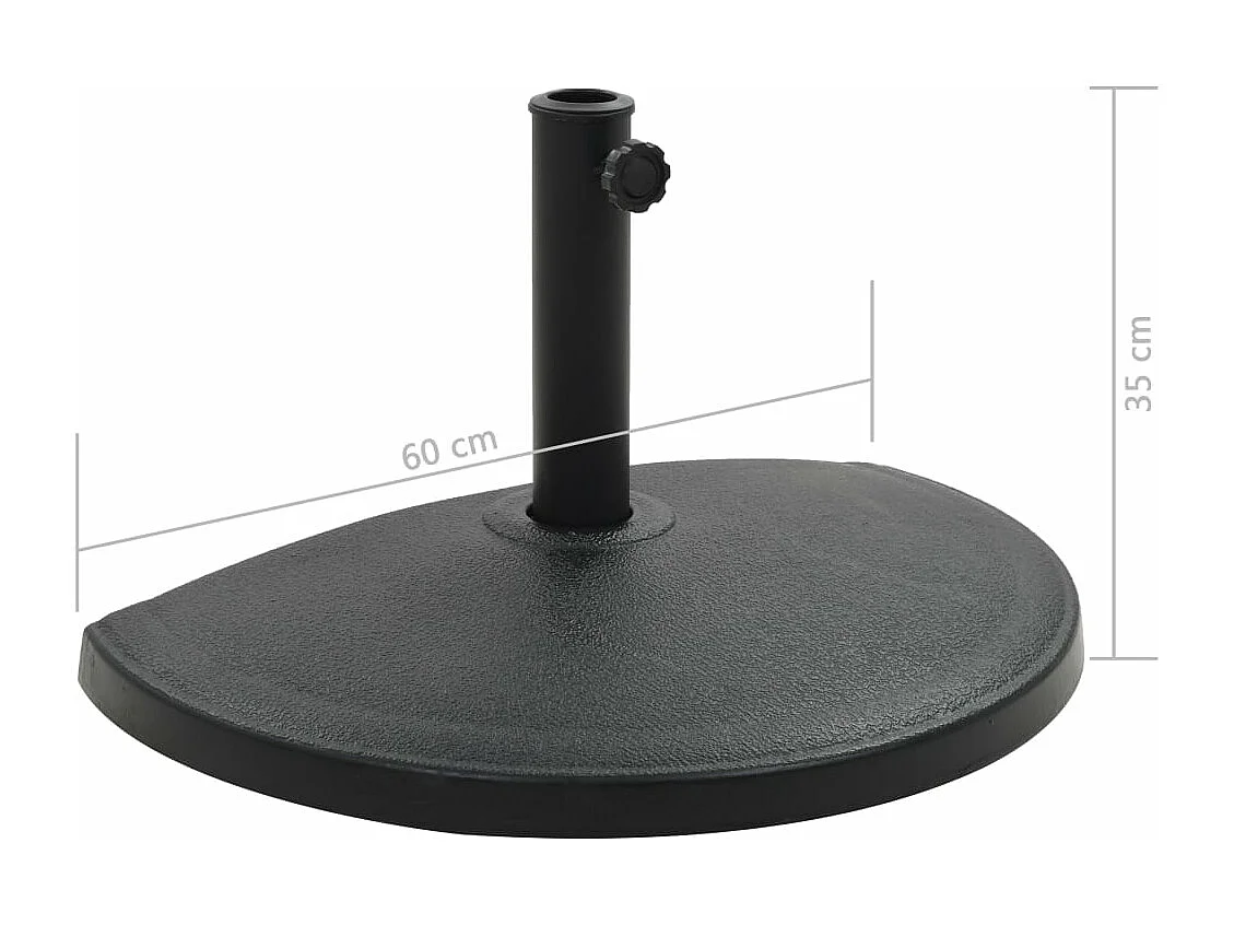 Pied base socle demi-rond résine noire 60 x 60 x 35 cm 2202093