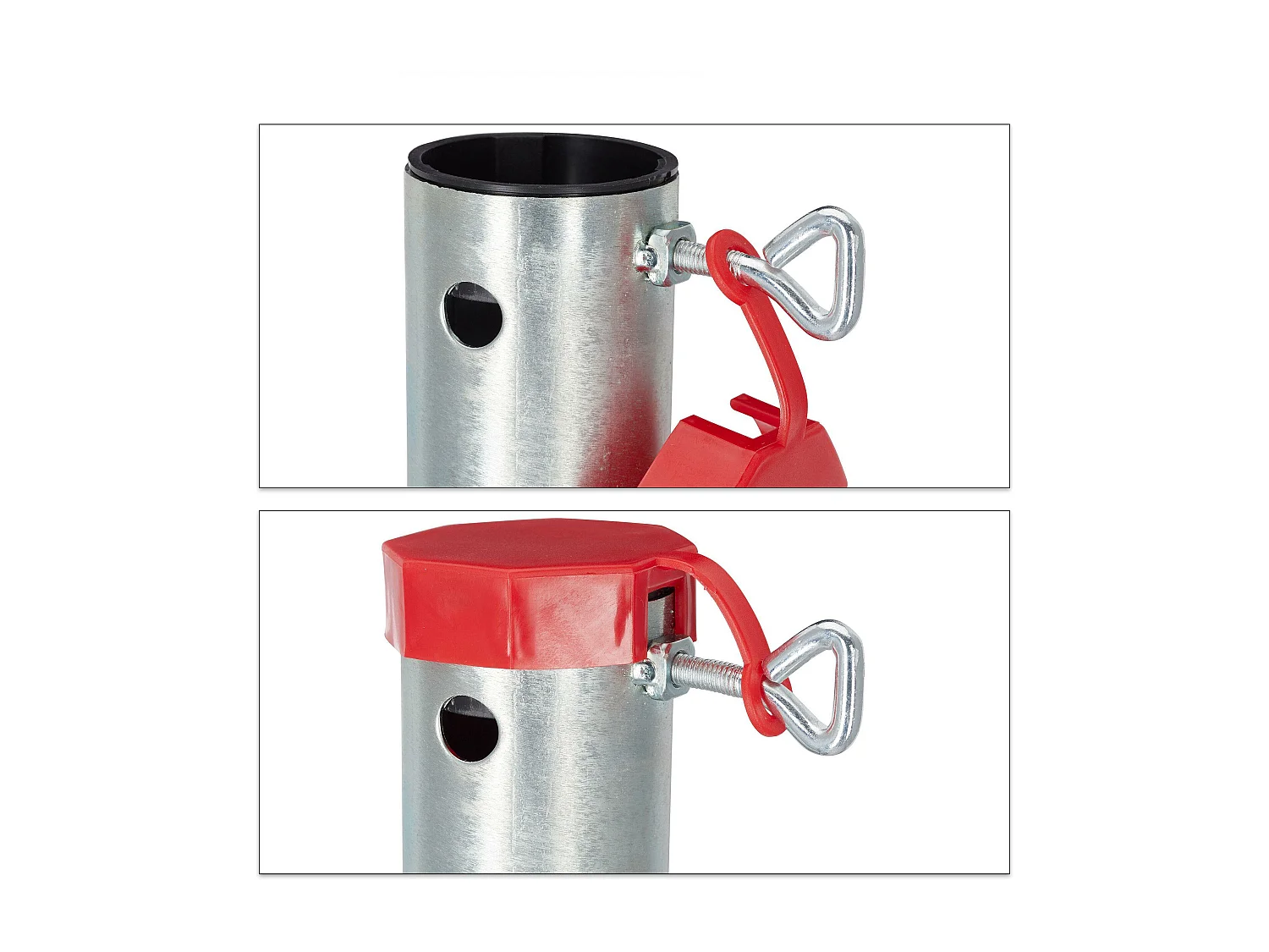 Base de suelo base para sombrilla 25-55 mm acero galvanizado plateado 13_0000947