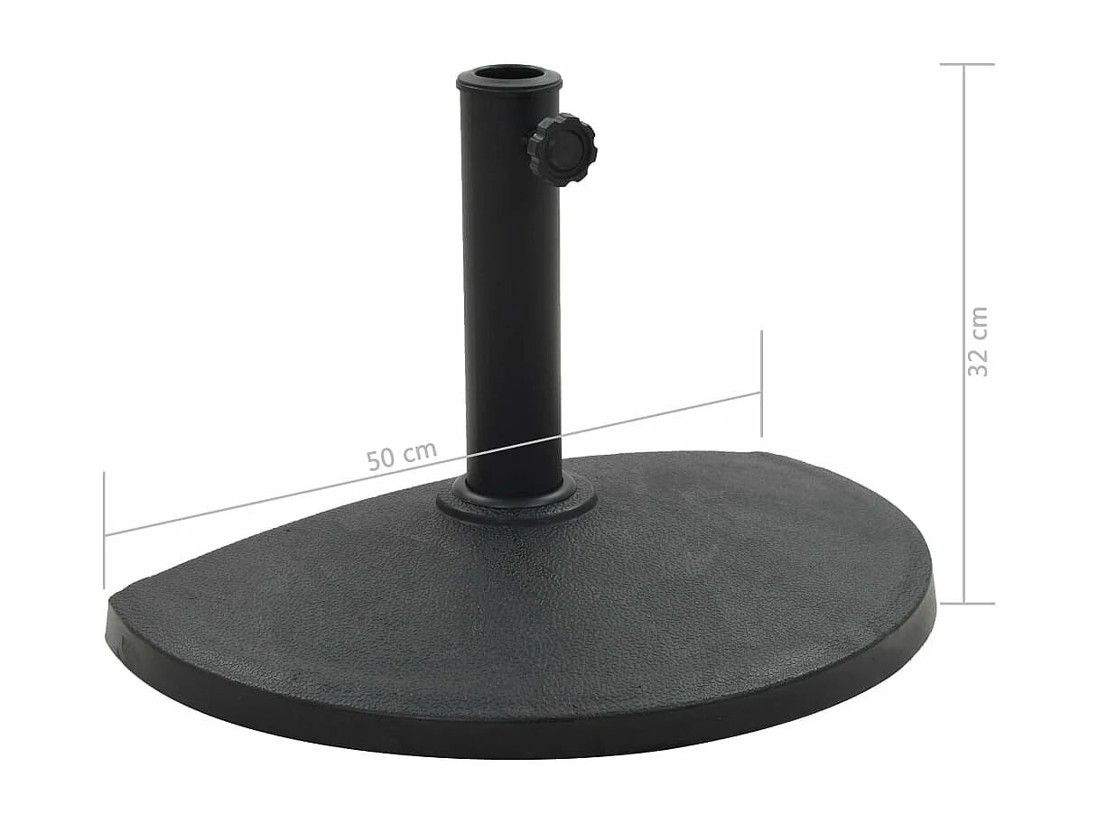 Base de guarda-sol em resina semi-redonda com diâmetro de 38 e 48 mm 9 kg Preto 2202078
