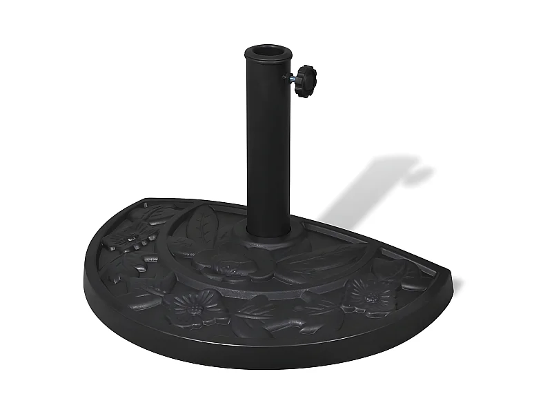 Base semicircular para guarda-sol em resina diâmetro 38 e 48 mm 9 kg preto 2202079