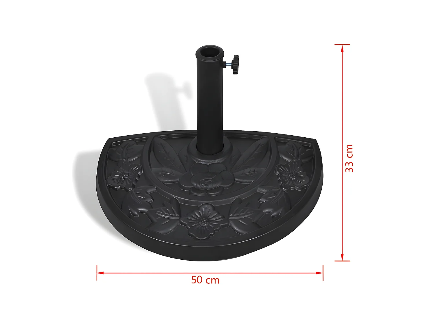 Base semicircular para guarda-sol em resina diâmetro 38 e 48 mm 9 kg preto 2202079