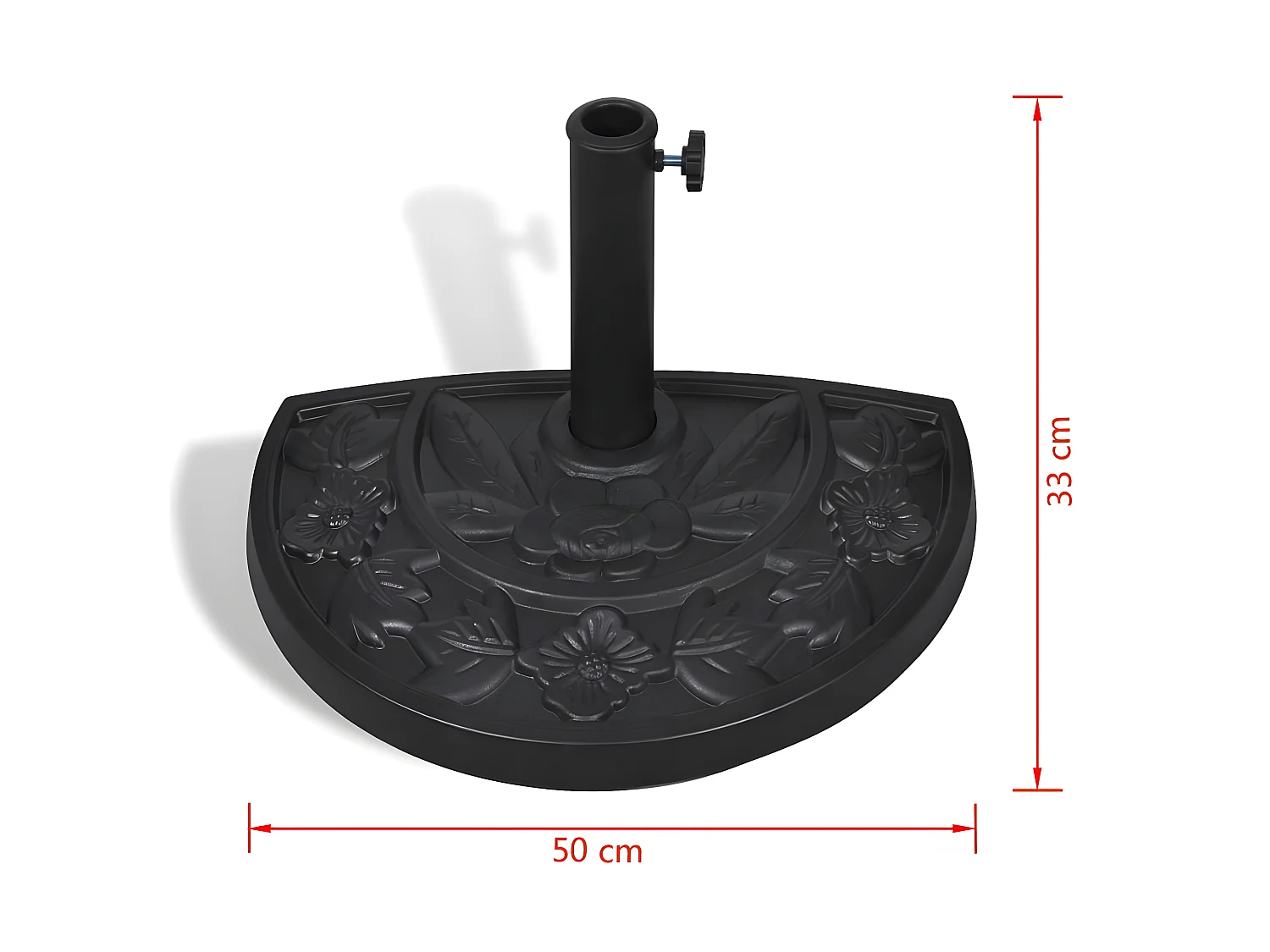 Base semicircular para guarda-sol em resina diâmetro 38 e 48 mm 9 kg preto 2202079