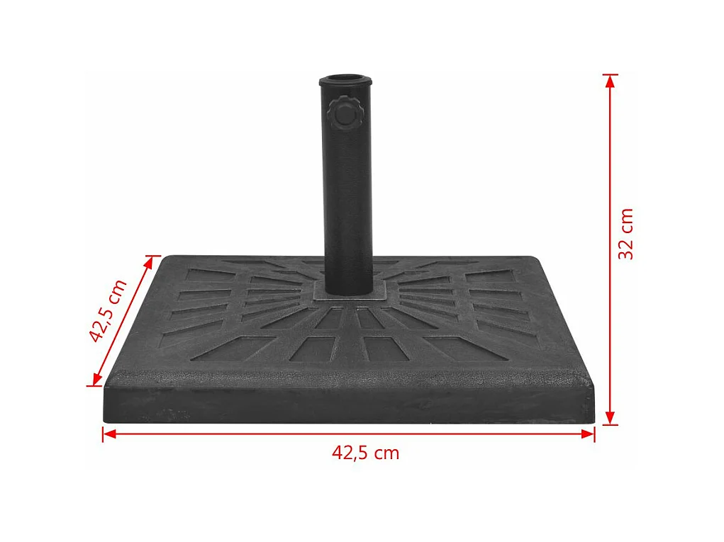 Base base parasol cuadrada resina diámetro 38 y 48 mm negro 12 kg 2202085