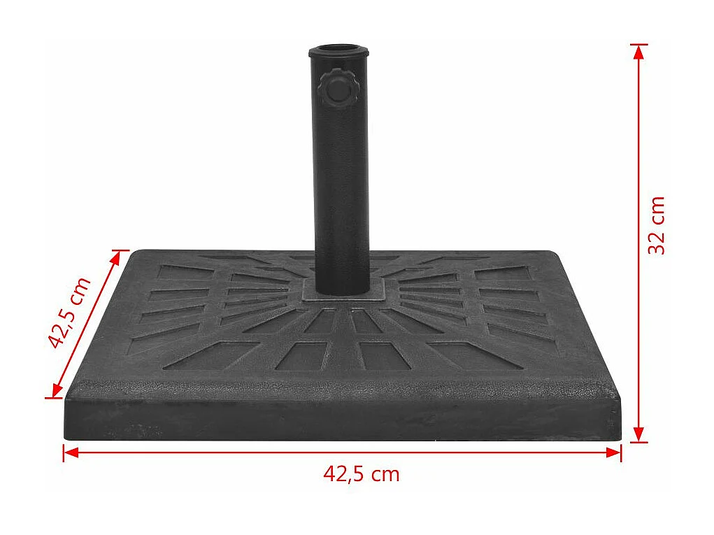 Base base parasol cuadrada resina diámetro 38 y 48 mm negro 12 kg 2202085