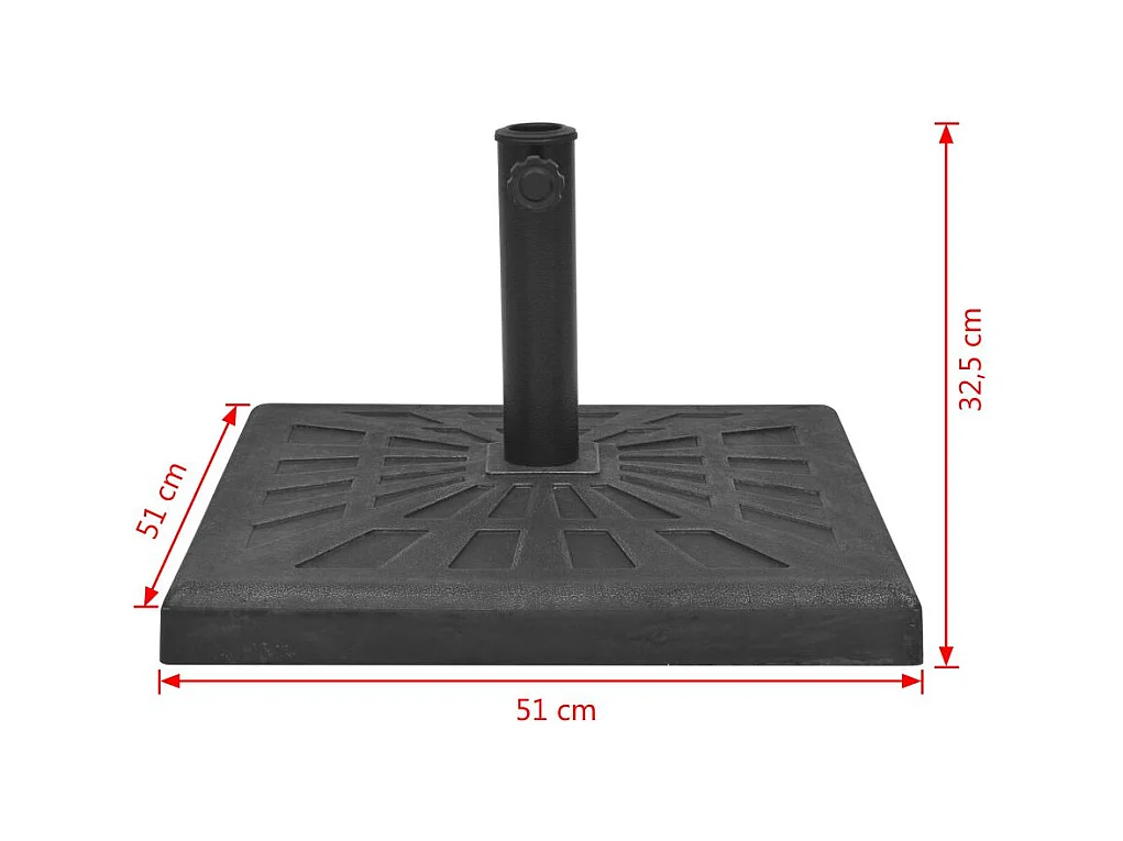 Pied socle Base carrée résine noire 51 x 51 x 32.5 cm 2202091