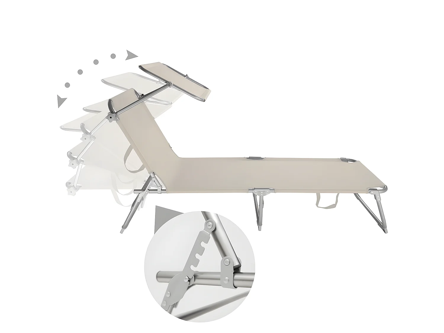 Lettino prendisole mobile da giardino in acciaio beige 2208098