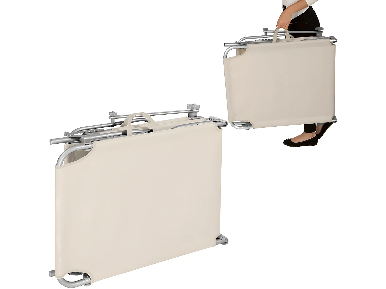 Lettino prendisole mobile da giardino in acciaio beige 2208098