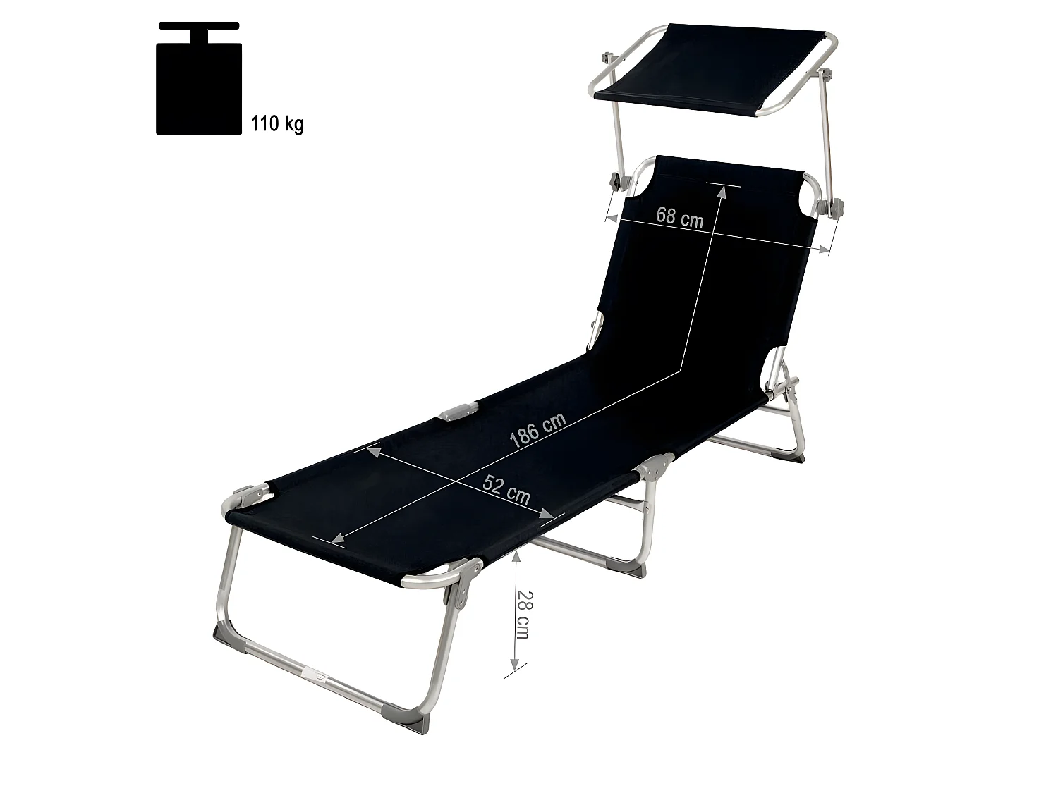 Tumbona mueble de jardín acero negro 2208100