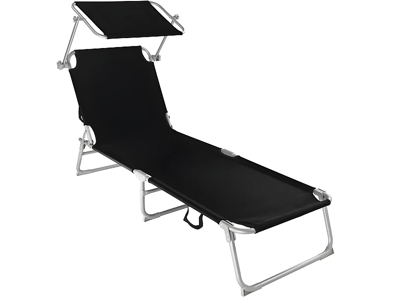 Transat bain de soleil noire 190 x 38 x 28 cm 2208100